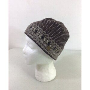 Merkley Brown Wool Hat Fair Isle Beanie Womens One Size